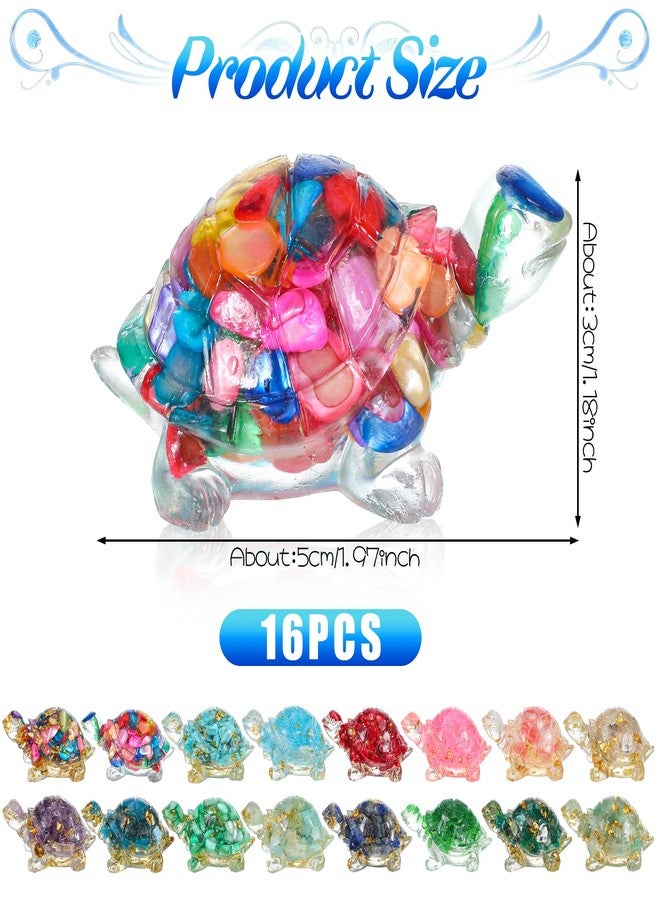 Hpmjz 16 PCS Mini Crystal Turtle Figurine Handmade Sea Turtle Animal Figurine Healing Resin Decor Art Animal Statues for Home Office Birthday Party Gift Party Favors - Image 2